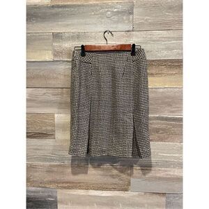 Ann Taylor 2P NWT grey plaid wool lined mini skirt w/back hem pleated detail